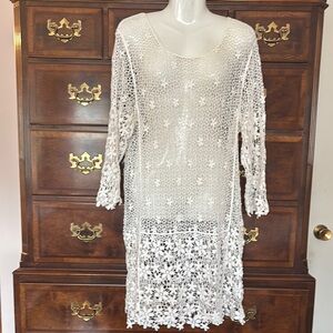 Elegant White Crochet Cover up/Dress